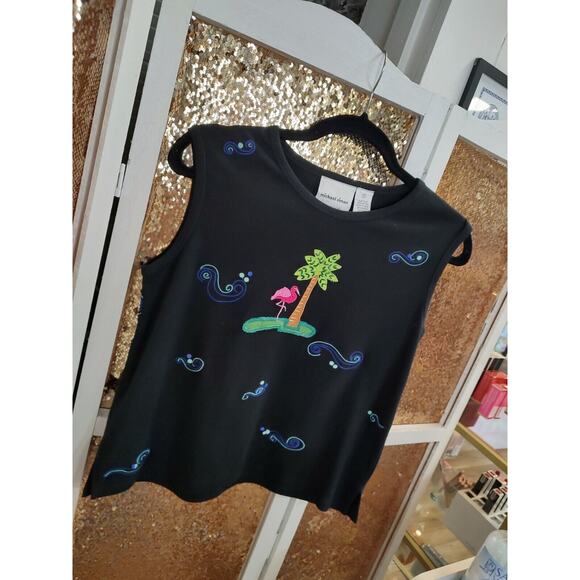 Michael Simon Top Flamingo Tropical Small Black - Picture 6 of 10